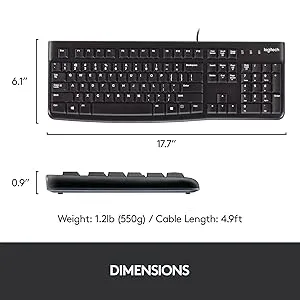 Logitech K120 Plug and Play USB Keyboard (Black) overview 6