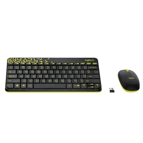 Logitech MK240 Nano Wireless USB Keyboard and Mouse Combo (Black/Chartreuse Yellow)