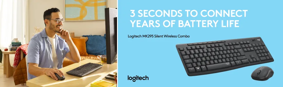 Logitech MK295 Silent Wireless Mouse & Keyboard Combo (Black) overview 1