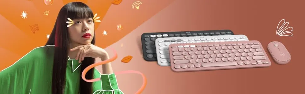 Logitech Pebble 2 Wireless Keyboard and Mouse Combo (Rose) overview 1