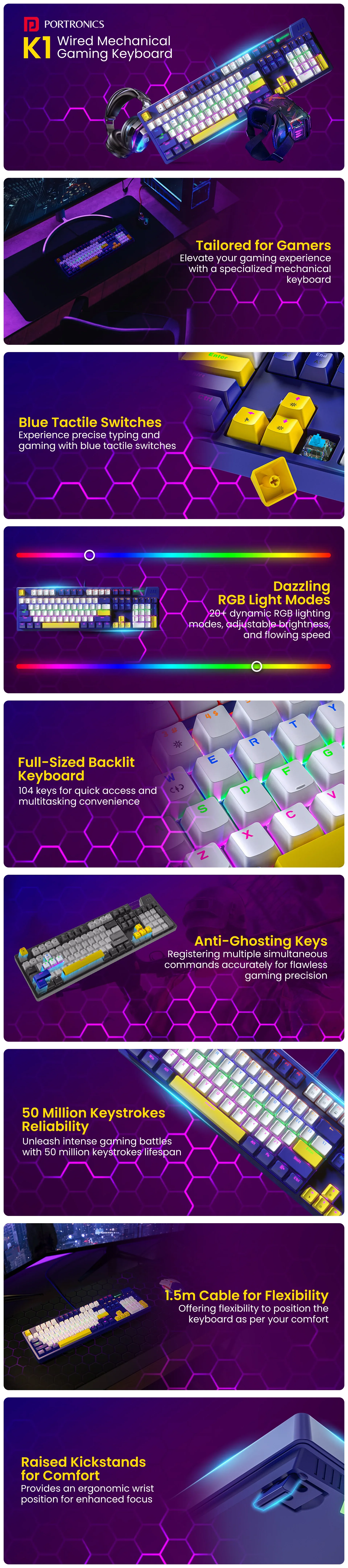 Portronics K1 Gaming Keyboard overview 2