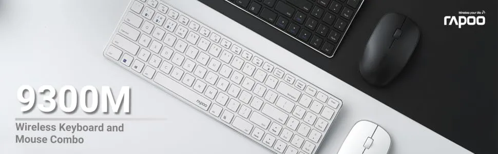 RAPOO 9300M Multi Mode Wireless Keyboard and Mouse Combo (White) overview 1