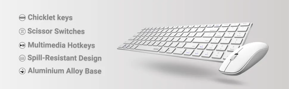 RAPOO 9300M Multi Mode Wireless Keyboard and Mouse Combo (White) overview 4