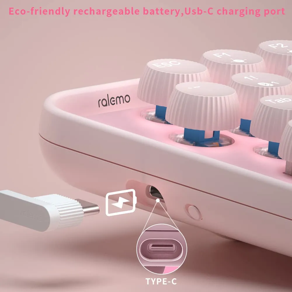 RAPOO Ralemo Pre 5 Wireless Keyboard (Pink) overview 3