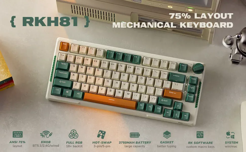 RK ROYAL KLUDGE H81 Hot Swappable Mechanical Keyboard Timing Machine Brown Switch overview 1