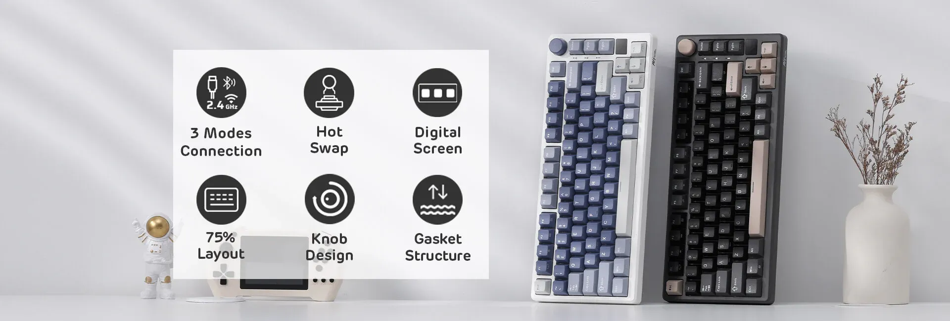 RK ROYAL KLUDGE M75 Phantom Mechanical Keyboard Blue Switch overview 2