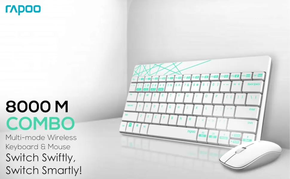Rapoo 8000M Multi-Mode Keyboard &amp; Mouse (White) overview 1