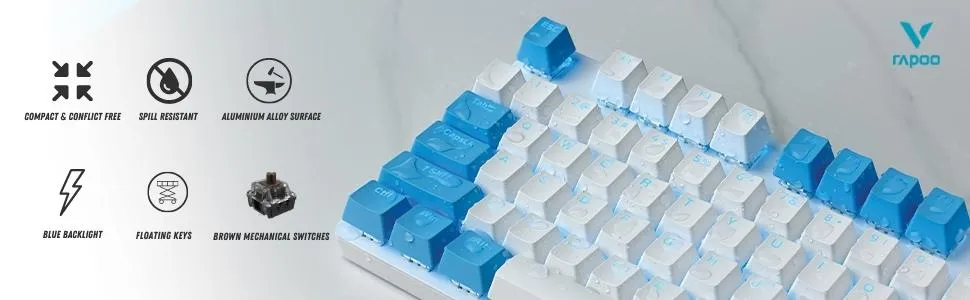 Rapoo V500 PRO Mechanical Gaming Keyboard (White Cerulean) overview 2