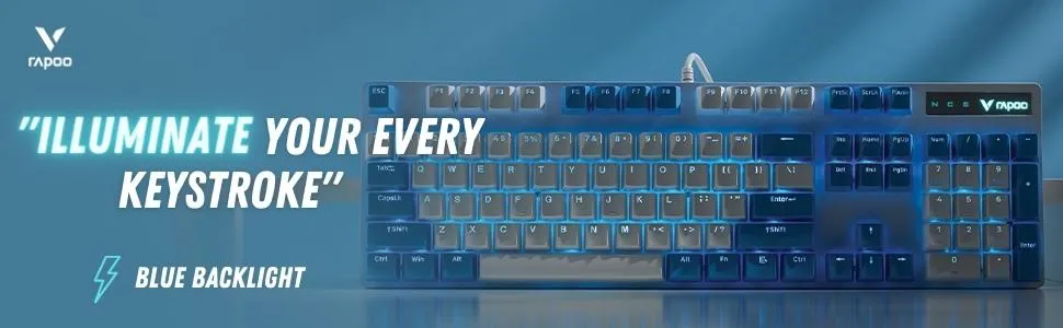 Rapoo V500 PRO Mechanical Gaming Keyboard (White Cerulean) overview 3