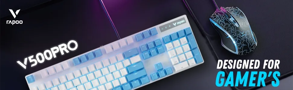 Rapoo V500 PRO Mechanical Gaming Keyboard (White Cerulean) overview 5