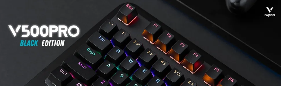 Rapoo V500 Pro Full Size RGB Mechanical Gaming Keyboard (Black) overview 1