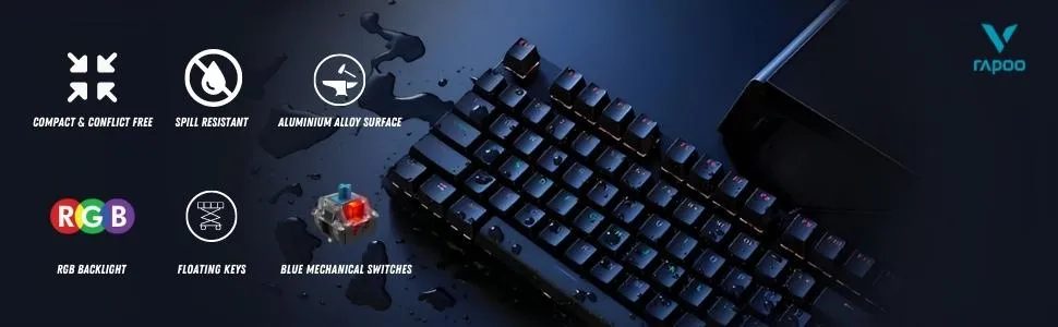 Rapoo V500 Pro Full Size RGB Mechanical Gaming Keyboard (Black) overview 2
