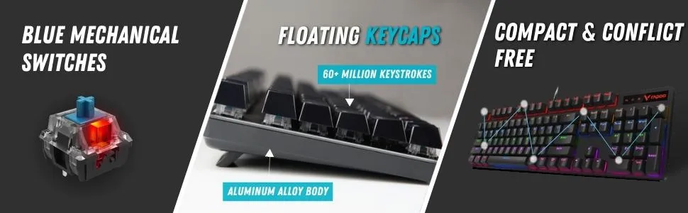 Rapoo V500 Pro Full Size RGB Mechanical Gaming Keyboard (Black) overview 4
