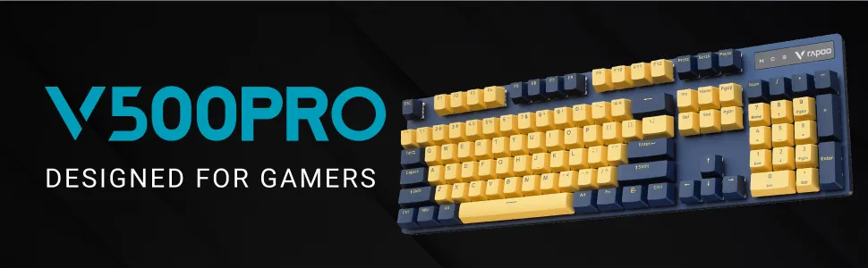 Rapoo V500 Pro Mechanical Keyboard (Yellow) overview 1