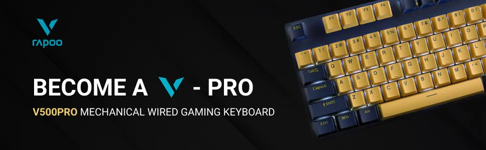 Rapoo V500 Pro Mechanical Keyboard (Yellow) overview 2