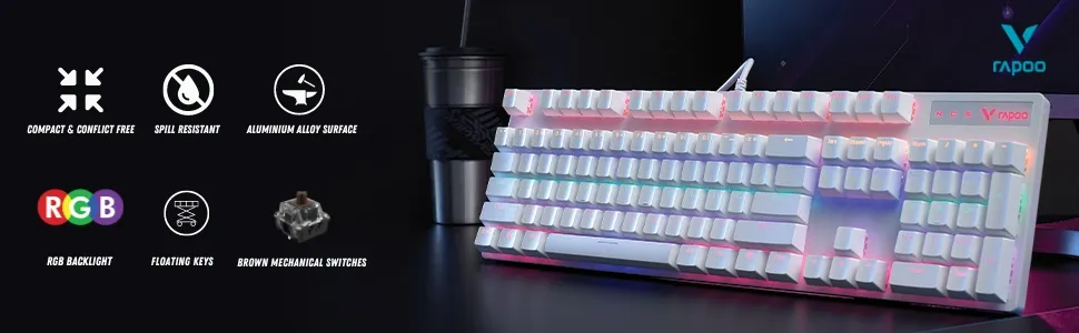 Rapoo V500PRO Mechanical Gaming Keyboard (White) overview 2