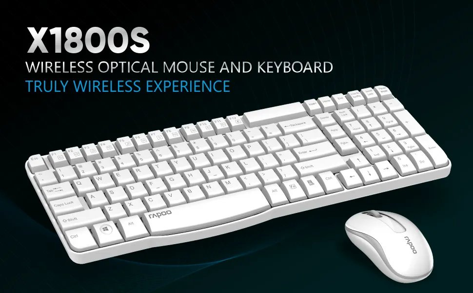 Rapoo X1800S Wireless Optical Keyboard &amp; Mouse Combo - Black overview 1