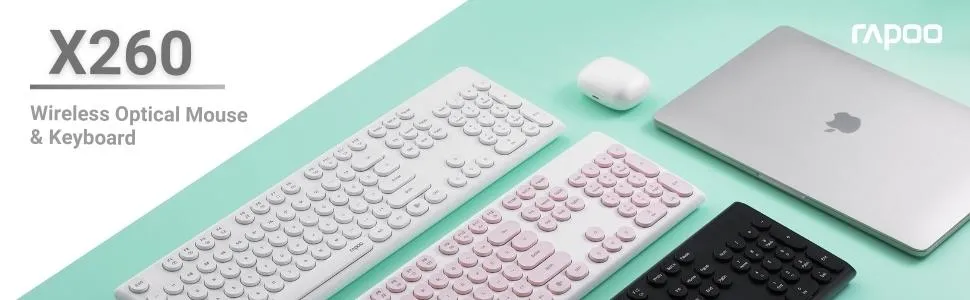 Rapoo X260 Wireless Keyboard and Mouse Combo set 2.4 Ghz with Type Writer Key overview 1