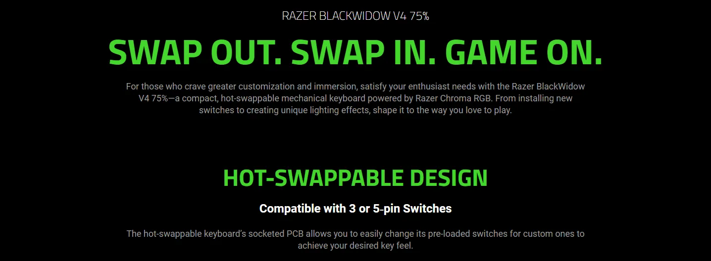 Razer Blackwidow V4 75 Percent Mechanical Gaming Keyboard overview 2