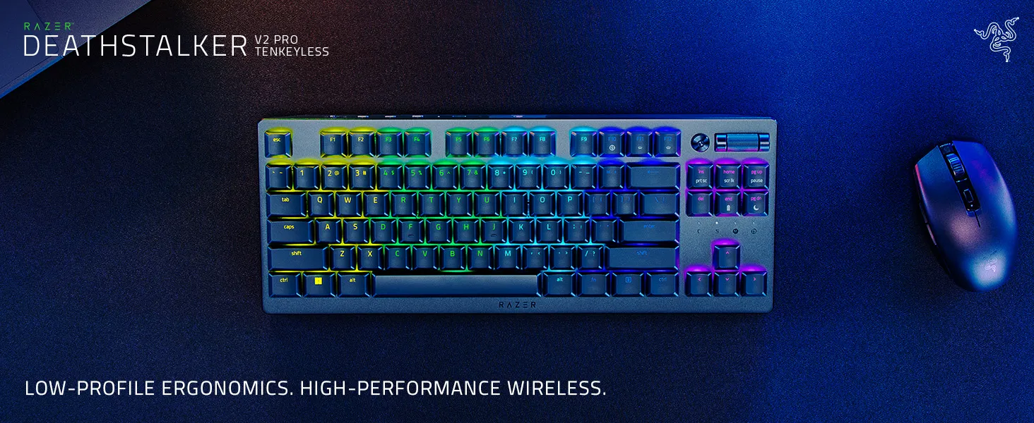 Razer DeathStalker V2 Pro TKL Wireless Gaming Keyboard Linear Red overview 1
