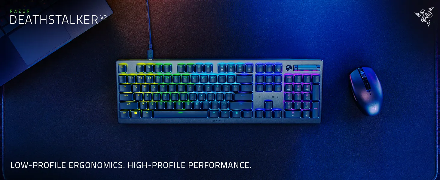 Razer DeathStalker V2 Wired Gaming Keyboard Low Profile Linear Red overview 1