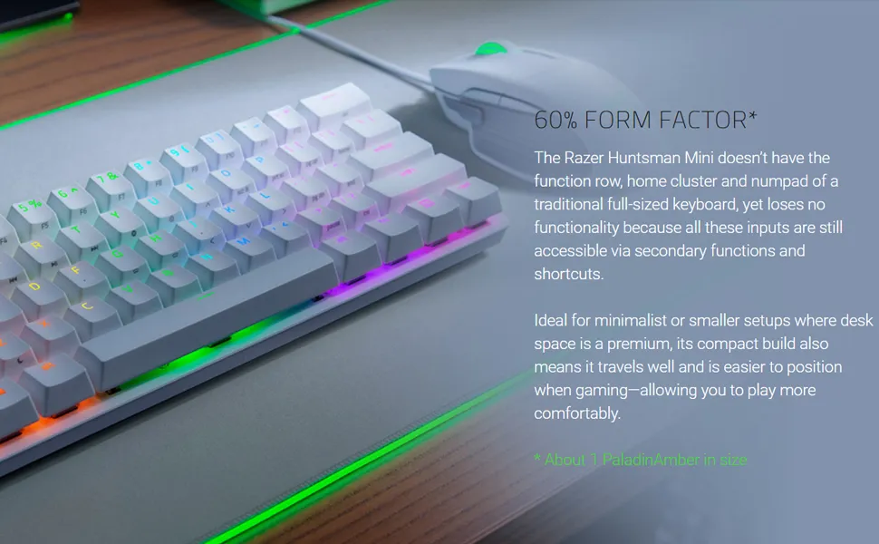 Razer Huntsman Mini Gaming Mechanical Keyboard Clicky Optical Purple Switches Black overview 3