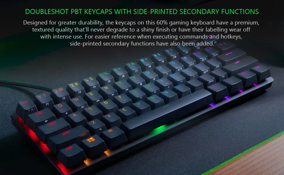 Razer Huntsman Mini Gaming Mechanical Keyboard Clicky Optical Purple Switches Black overview 4