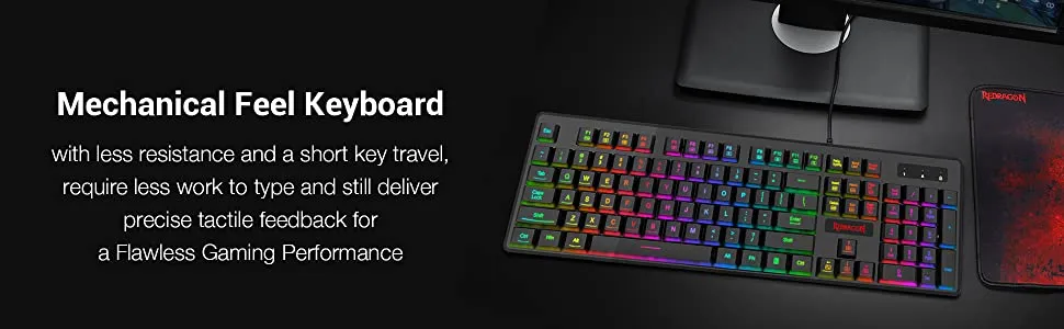 Redragon K509 Dyaus RGB Mechanical feel like Gaming Keyboard overview 1
