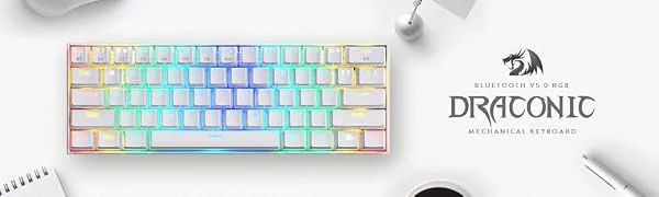 Redragon K530 Pro White Draconic 60% Wireless RGB Mechanical Keyboard (Linear Red Switch) overview 1