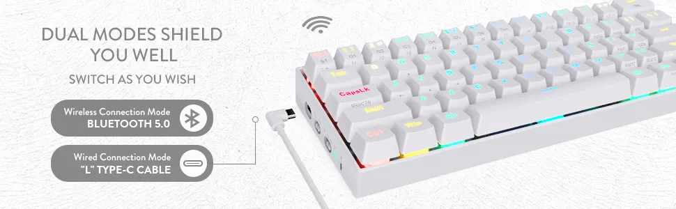 Redragon K530 Pro White Draconic 60% Wireless RGB Mechanical Keyboard (Linear Red Switch) overview 10
