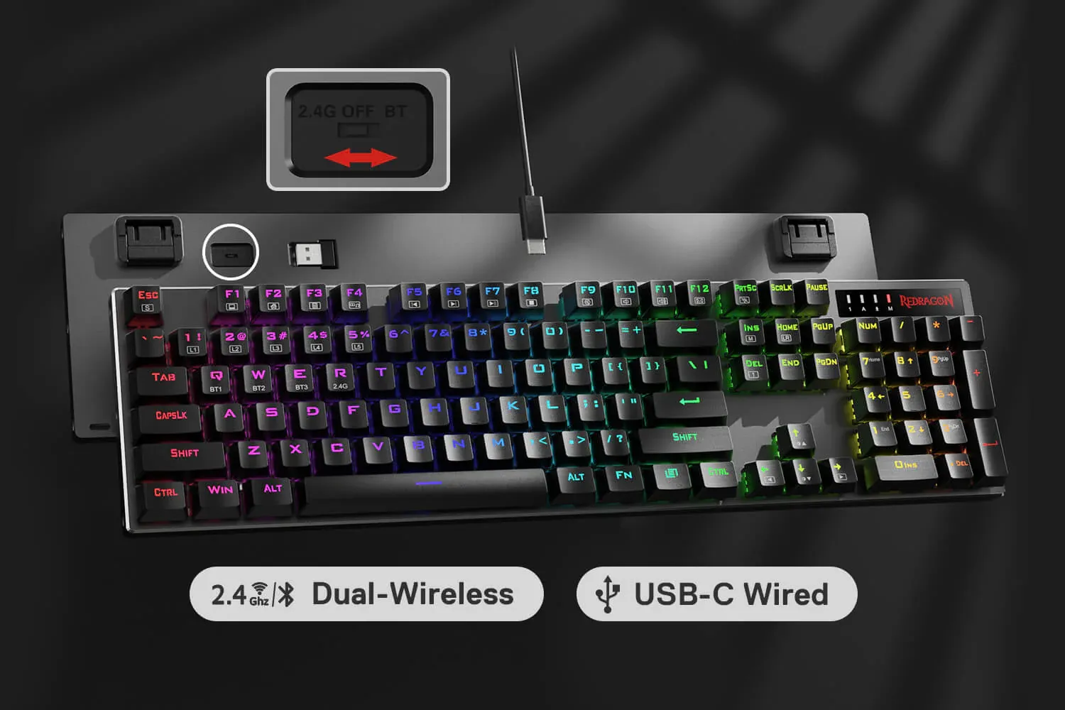 Redragon K556 Dharma Pro RGB Wired Gaming Mechanical Keyboard overview 3