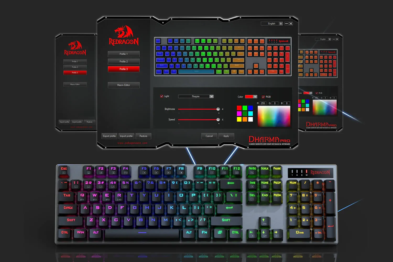 Redragon K556 Dharma Pro RGB Wired Gaming Mechanical Keyboard overview 7
