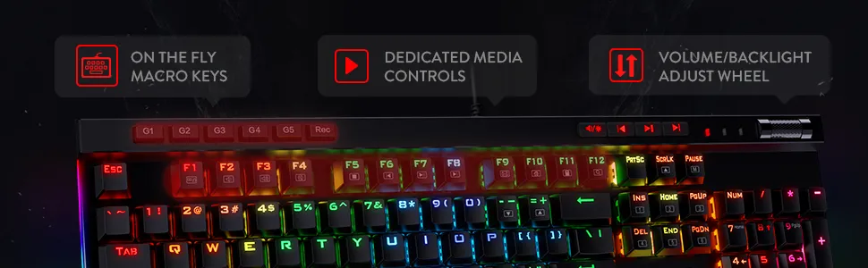 Redragon K580 VATA RGB LED Backlit Mechanical Gaming Keyboard Blue Switch overview 2