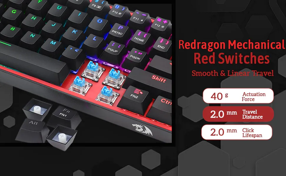 Redragon K617 Fizz 60% Wired RGB Black Mechanical Gaming Keyboard overview 4