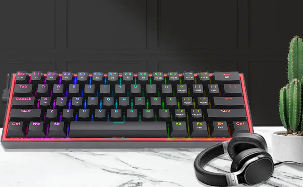 Redragon K617 Fizz 60% Wired RGB Black Mechanical Gaming Keyboard overview 5