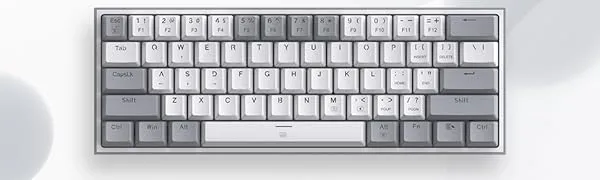 Redragon K617 Fizz- 60% WIRED MECHANICAL KEYBOARD WHITE AND GREY (RED SWITCHES) overview 1