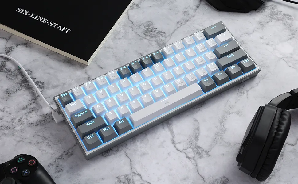 Redragon K617 Fizz- 60% WIRED MECHANICAL KEYBOARD WHITE AND GREY (RED SWITCHES) overview 3