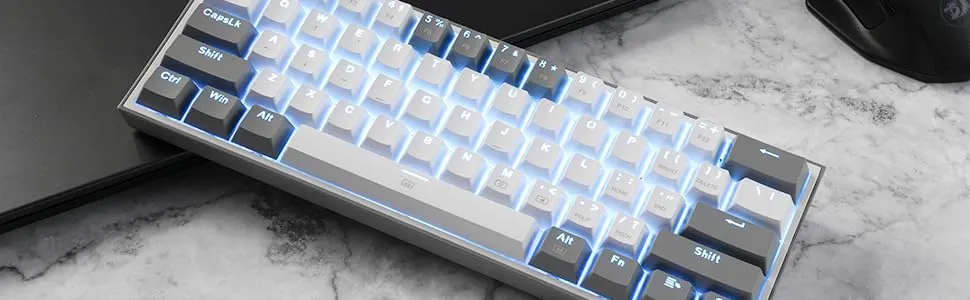 Redragon K617 Fizz- 60% WIRED MECHANICAL KEYBOARD WHITE AND GREY (RED SWITCHES) overview 7