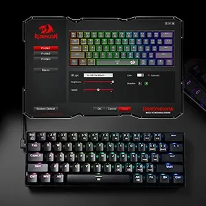 Redragon K630 Dragonborn 60% Wired Pink LED Brown Switch Gaming Keyboard Black overview 11