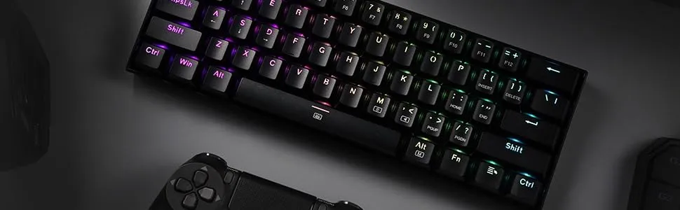 Redragon K630 Dragonborn 60% Wired Pink LED Brown Switch Gaming Keyboard Black overview 7