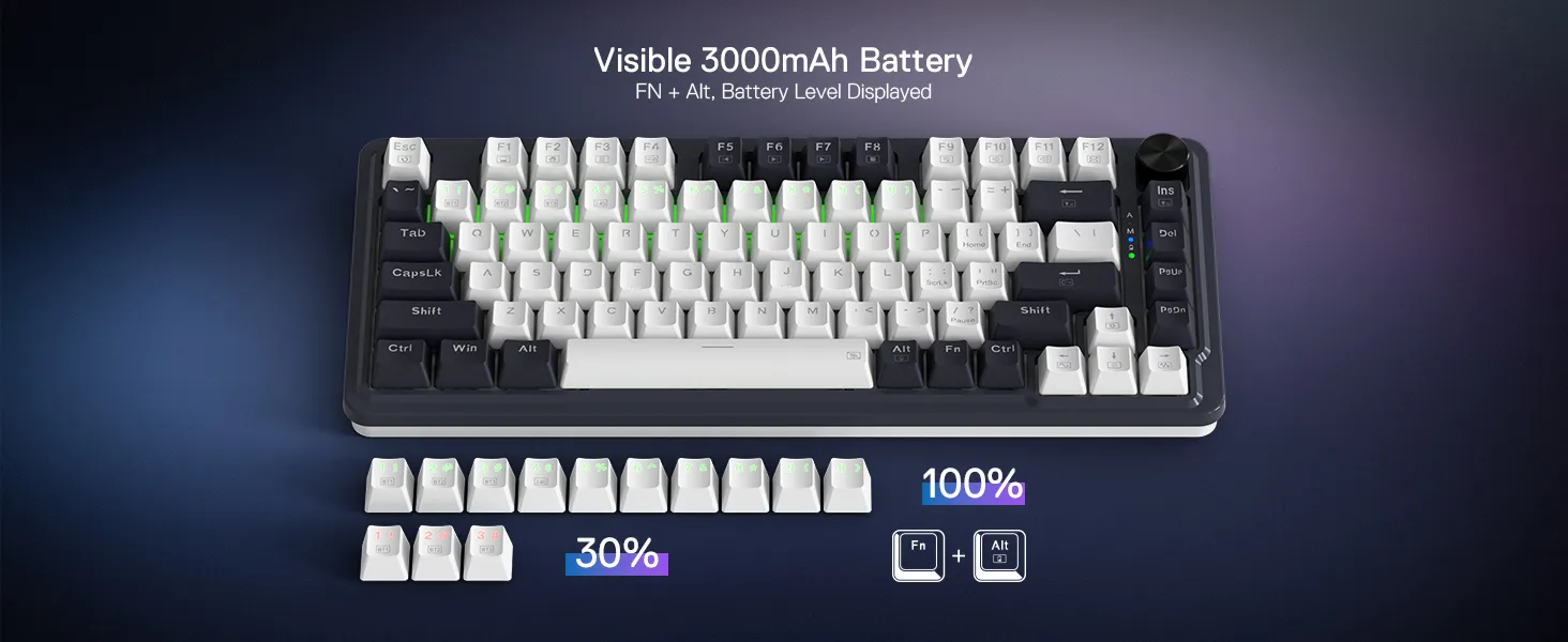 Redragon K673 PRO 75% Wireless Gasket RGB Gaming Keyboard (Abyssal Blue) overview 10