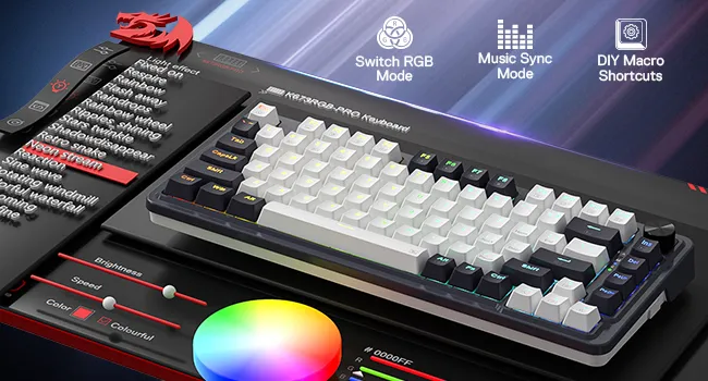 Redragon K673 PRO 75% Wireless Gasket RGB Gaming Keyboard (Abyssal Blue) overview 9