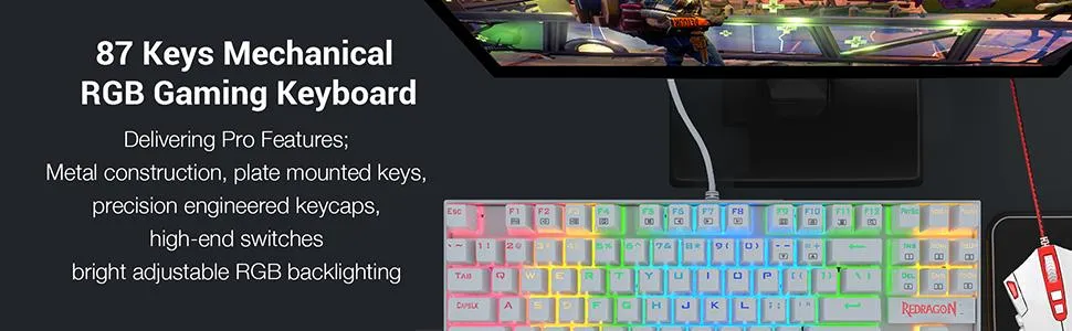 Redragon Kumara K552-RGB LED Backlit USB Mechanical Gaming Keyboard White (Blue Switch) overview 6