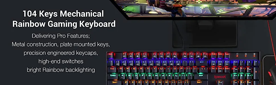 Redragon Mitra K551 RGB LED Backlit Wired Mechanical Gaming Keyboard overview 1
