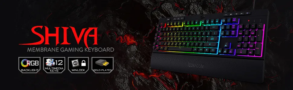 Redragon Shiva K512 Black RGB Backlit Membrane Wired Gaming Keyboard overview 8