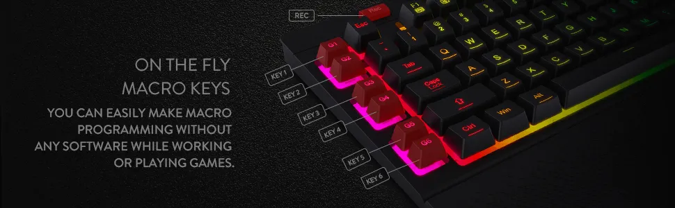 Redragon Shiva K512 Black RGB Backlit Membrane Wired Gaming Keyboard overview 9