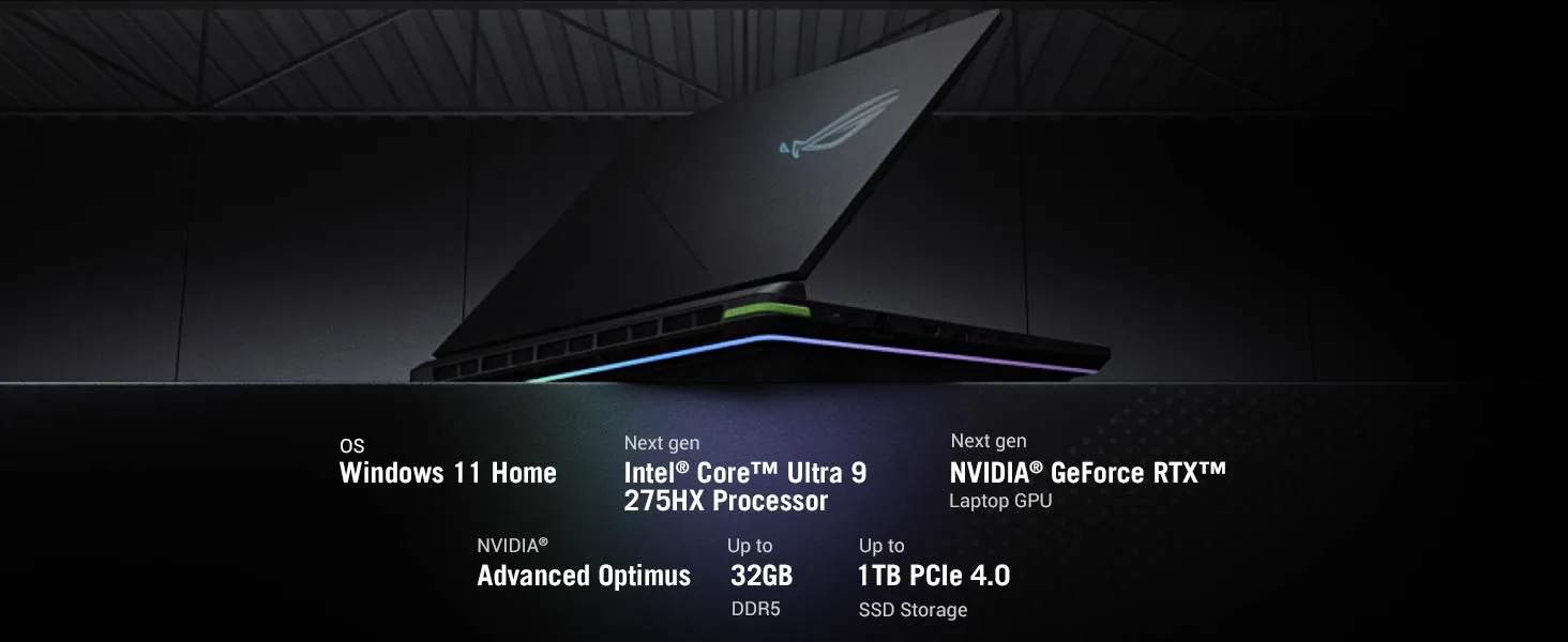 ASUS ROG Strix G16 16 inch INTEL ARL HX Core Ultra 9 RTX5070Ti 12GB GPU DDR5 32GB RAM 1TB SSD Gaming Laptop G615LR-S5190WS overview 2