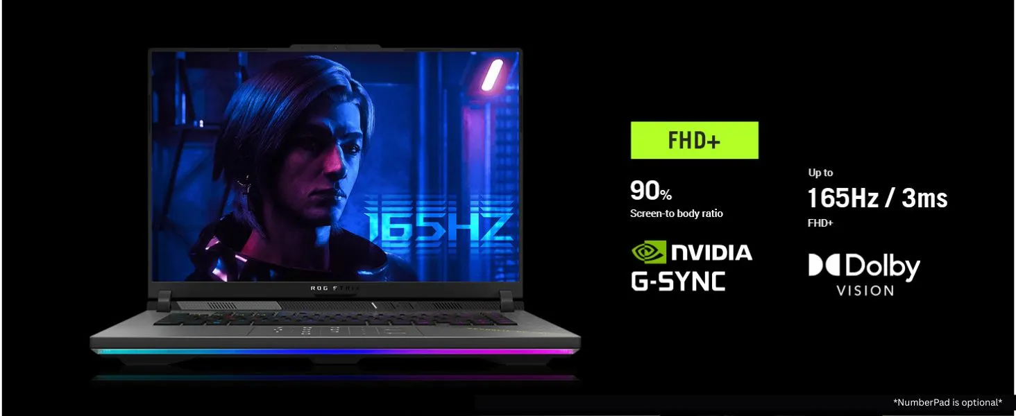 ASUS ROG Strix G16 G614PR-RV032WS AMD Ryzen 9 Gaming Laptop (16GB, 1TB SSD, Windows 11 Home, 12GB Graphics, 16 inch 165 Hz Full HD+ WUXGA IPS Display, NVIDIA GeForce RTX 5070 Ti, MS Office Home 2024, Eclipse Gray, 2.50 KG) overview 4