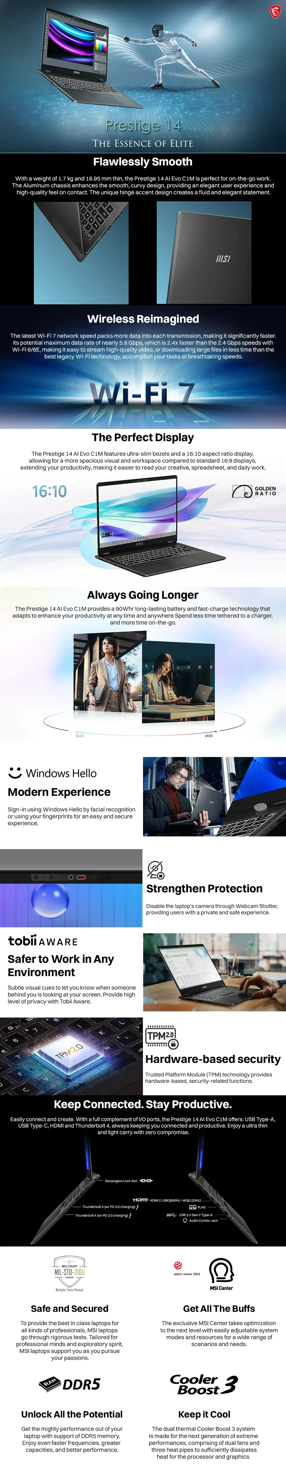 MSI PRESTIGE 14 AI EVO C1MG-058IN [ULTRA5-125H/16GB/512GB SSD/WIN11 HOME+MSO/14.0"/INTEGRATED GRAPHICS/2 YEAR(S)/GREY] overview 1