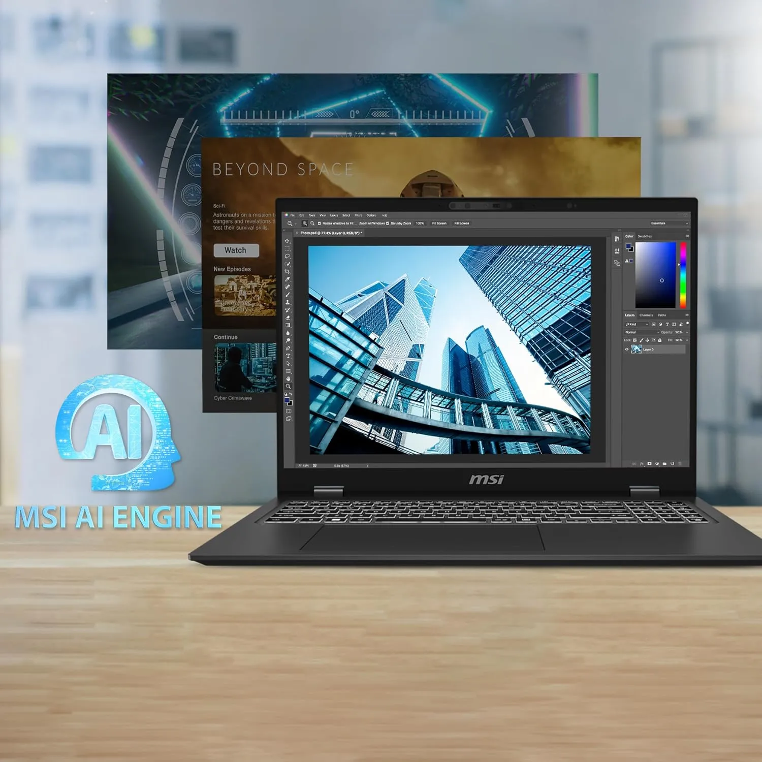 MSI PRESTIGE 14 AI EVO C2HMG-093IN /INTEL CORE ULTRA 7 255H/DDR5 16GB*2/1TB NVME PCIE SSD GEN4X4/INTEL ARC GRAPHICS/WINDOWS11 HOME/OFFICE + M365/2 YEAR WARRANTY TERM overview 3